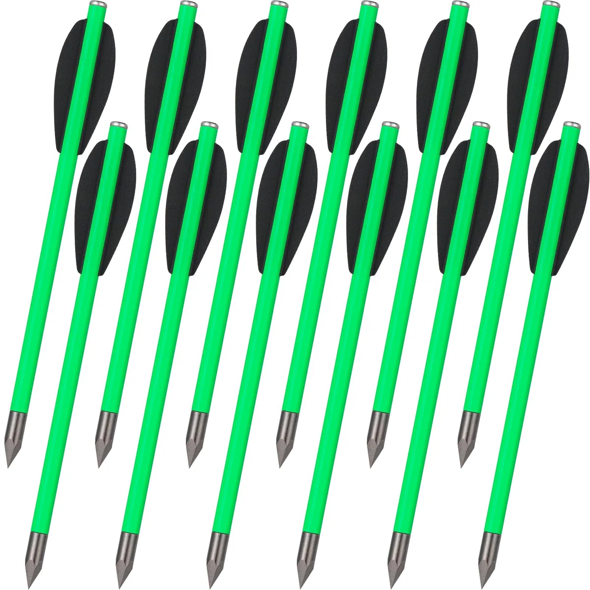 12 pièces 6,3 "flèches d'arbalète pour Pistolet en Carbone, en flèches de chasse pour Cible de précision d'arbalète de Pistolet de 50 à 80 LB, Exercices de tir et Petite chasse