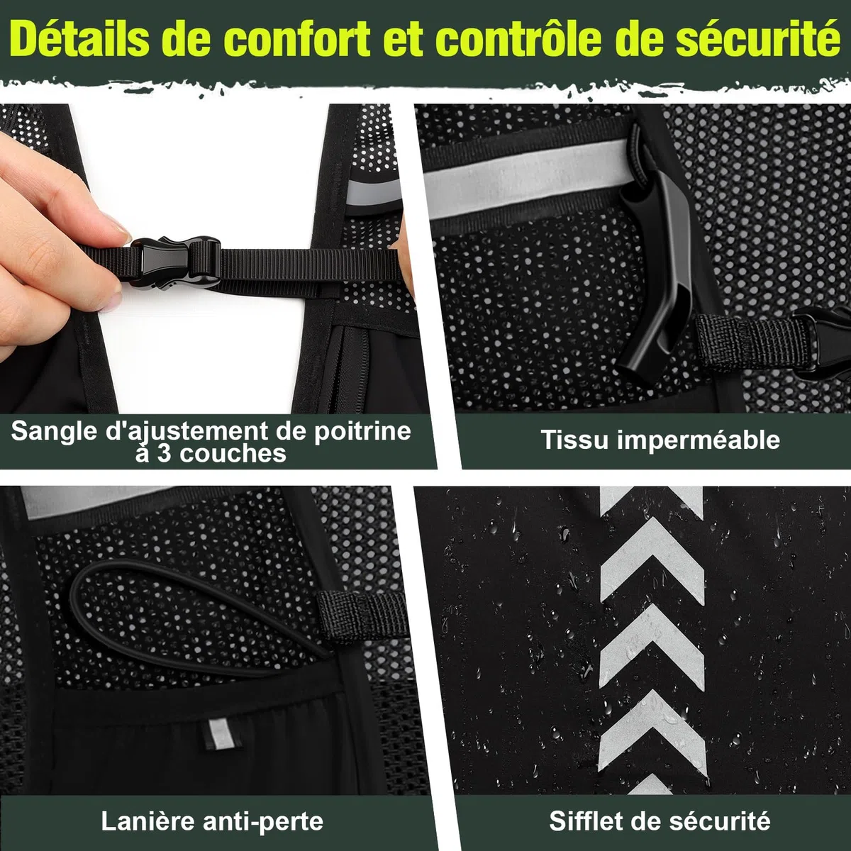 Charmofun Sac Hydratation Running, Gilet Hydratation Running Femme Homme, Gilet Trail Sac à Dos Léger et Respirant avec 2 Bouteille Souple 500ml pour Course à Pied, Randonnée, Cyclisme, Marathon