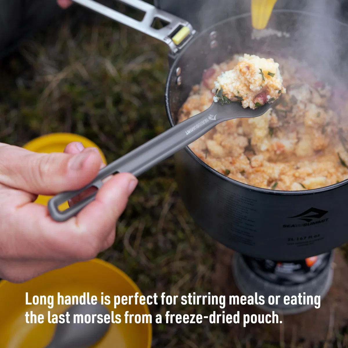 SEA TO SUMMIT - Frontier Long Handle Spoon - Cuillère de camping ultra légère à long manche - Compatible avec les couverts Frontier - Vaisselle de camping en aluminium anodisé dur - Lisse et mate - 12