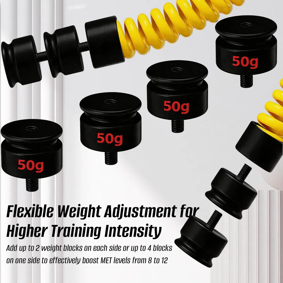 Upgrade Corde Battle Rope Lestée sans Corde Longue, avec 4 Disques de Poids Amovibles & Sac de Transport, Corde d’Entraînement Heavy-Duty pour Home Gym, Musculation & Endurance
