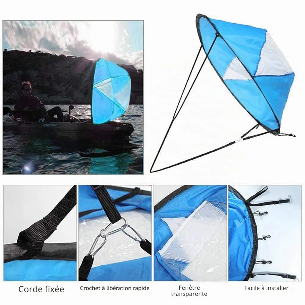 Grand kit de voile portable pour kayak 108 x 108 cm