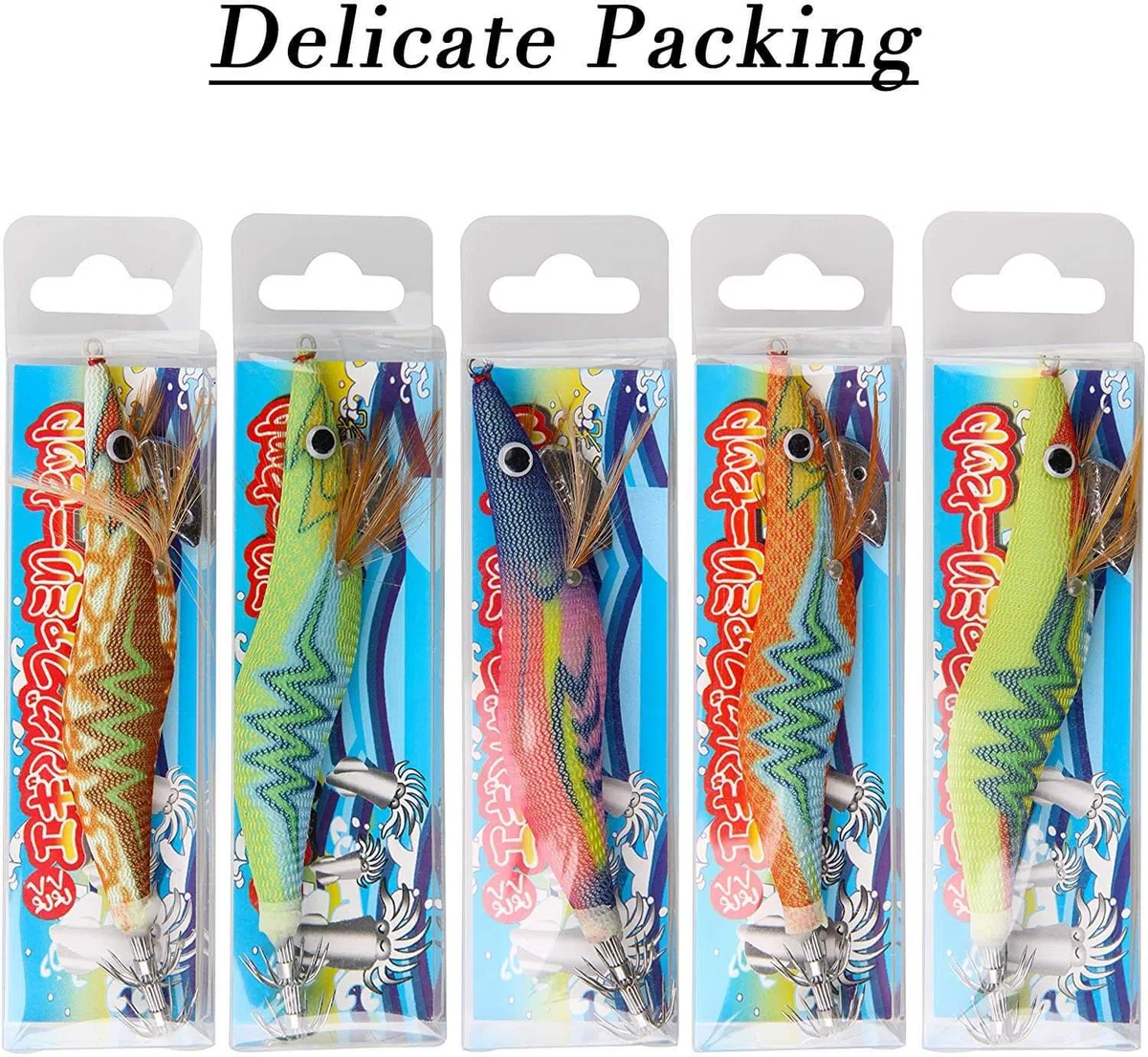 Lot de 5/10 Leurre Calamar de Pêche Turlutte Leurres Lumineux pour Pêche en Eau Salée Squid Jigs Leurre Peche Mer