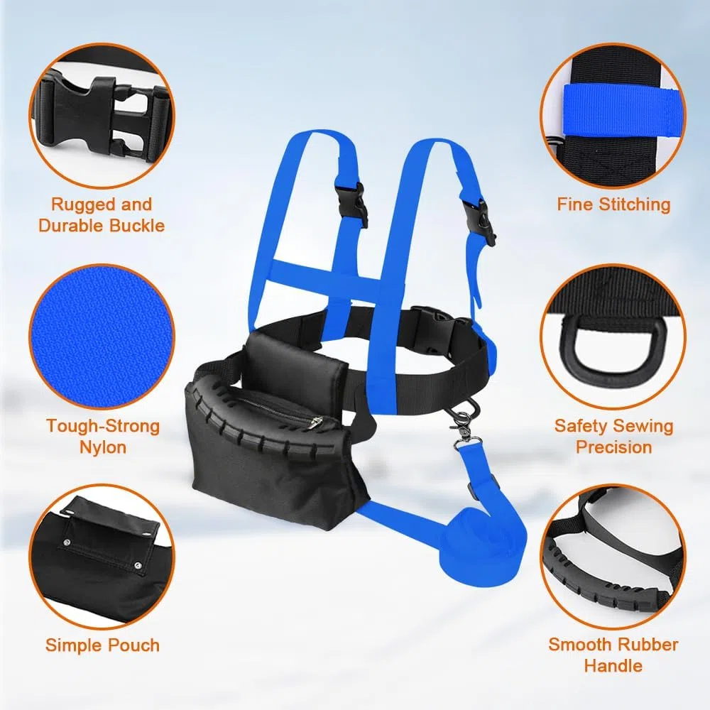 Harnais d'entraînement de Ski, Harnais de Ski et de Snowboard pour Enfants Harnais Ski avec Laisse et Sac Amovibles Accessoires de Ski pour Enfant Garçon Fille Débutant, Bleu