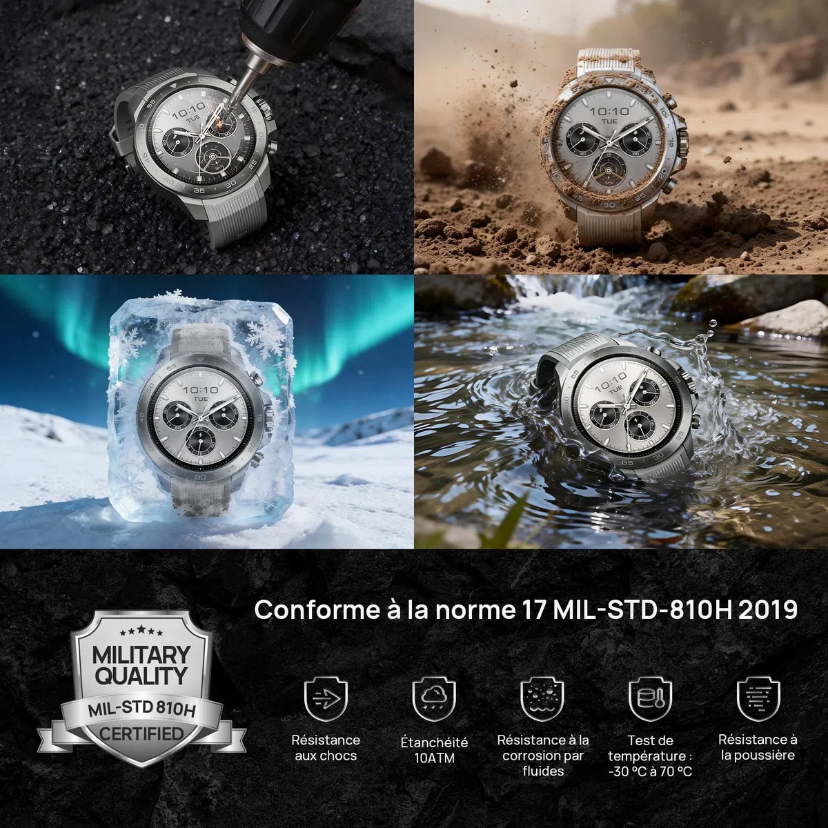 Mibro GS Explorer S Ti Montre GPS d'aventure,boîtier en Titane, Bi-Band GNSS,Carte Hors Ligne, Écran Tactile AMOLED,10 ATM, autonomie 20 Jours, Smartwatch pour la randonnée, l'alpinisme et l'apnée
