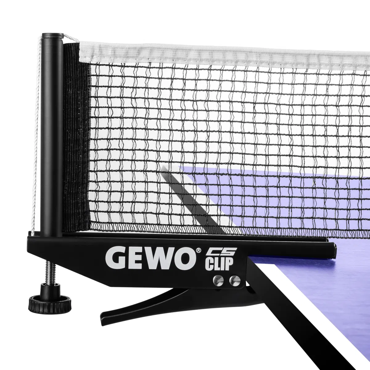 GEWO CS Clip - Filet de Tennis de Table Robuste pour Table de ping-Pong - Garniture en métal à Clipser avec vis de réglage en Hauteur et Structure en Maille résistante - Noir - 183 cm de Long