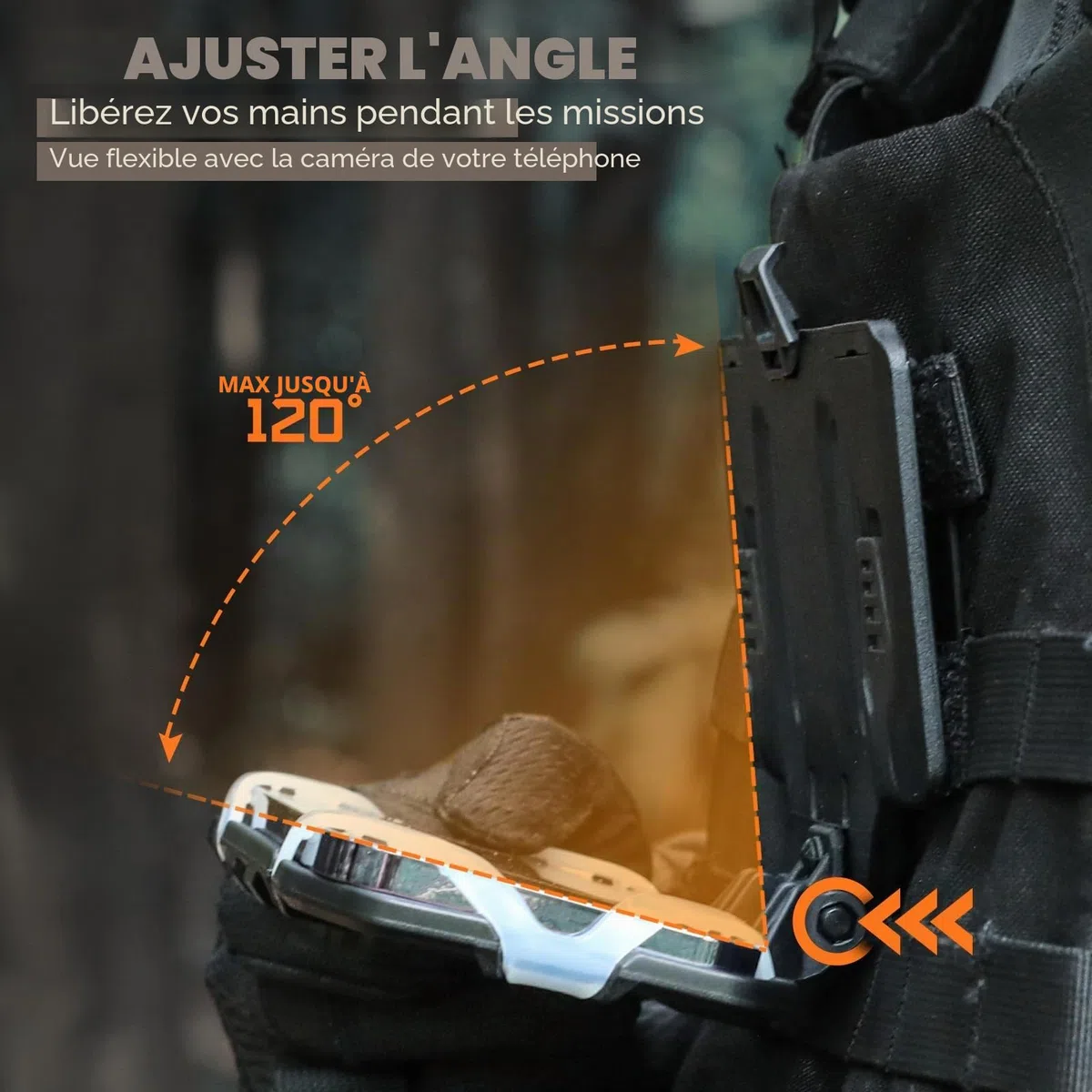 WYNEX Support de Téléphone pour Gilet Tactique Fixation Universelle pour Téléphone Portable Plate-Forme de Navigation Pliable pour Téléphone D’écran 4.7-6.7"