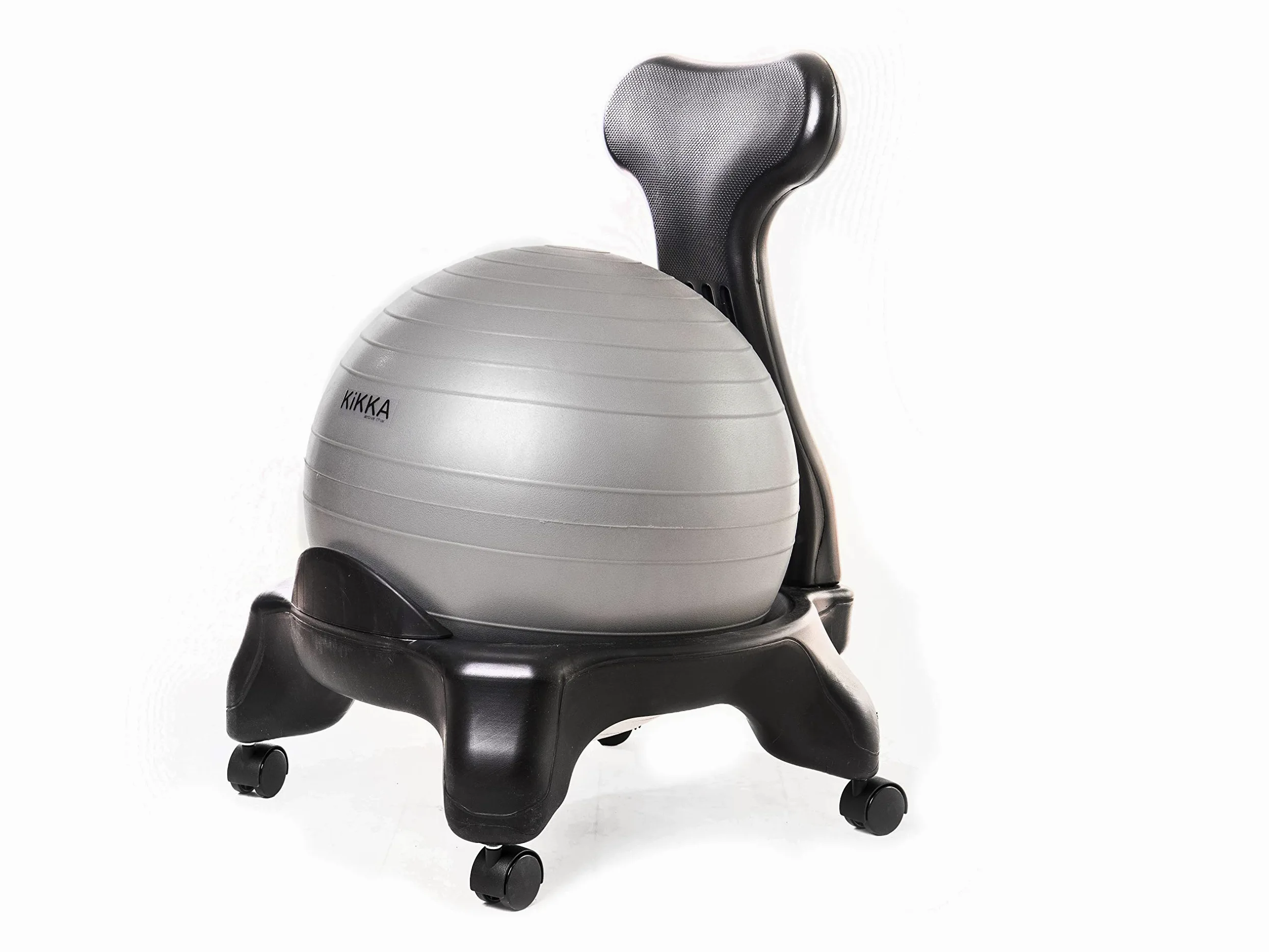 Kikka Chaise active roulant grise avec ballon de gymnastique