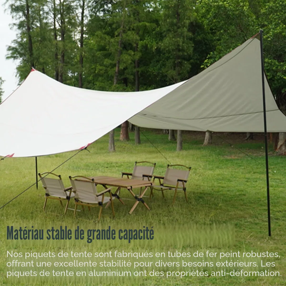 Lot de 2 Poteaux Télescopiques Réglables, Barres de Tente Télescopiques, Barre Tige de Tente Camping Telescopique, Piquets de Tente Télescopiques en Aluminium pour Bâche Tente, Voile D'ombrage Camping