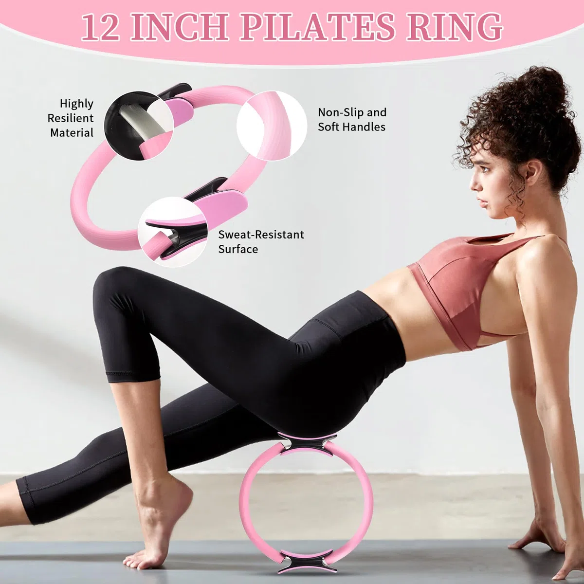 Lot de 10 Accessoires de Pilates,de Balle de Pilates pour la Maison,Pilates Essential Kit für Frauen mit Yoga Ball,Yoga Ring,Tragbaren Tasche,Spannungsring,Fitnessband,für Home Gym,Outdoor Fitness