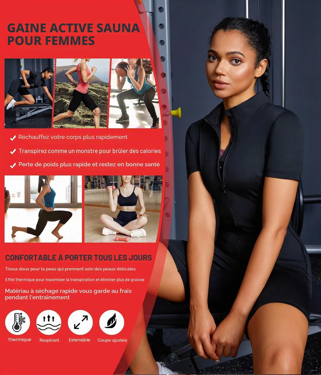 KUMAYES Vêtements de Sudation Femme Combinaison Intégrale Sauna Shapewear Costume D'entraînement Formateur Shaper Sudation Entraînement Survêtement