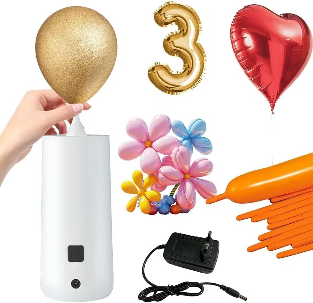 Pompe Électrique Ballon pour Ballons Animaux,Gonfleur Electrique Ballons de Modélisation Magiques,Pompe à Ballon pour Ballon,Balle de Bobo,Balle de Yoga,Ballon de Magique,Sacs de Colonne d’Air
