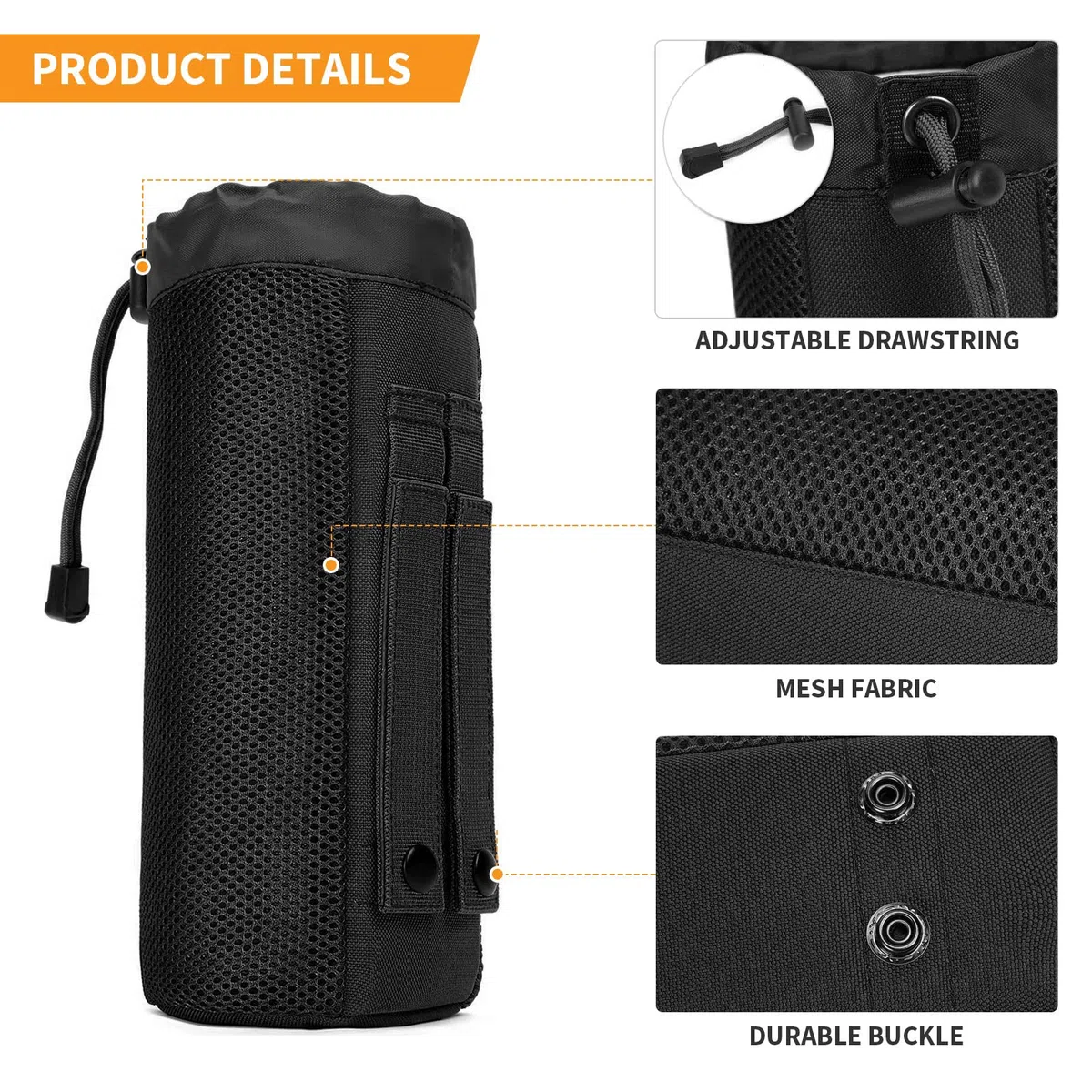 HUNTVP Sac de Bouteille d'eau Pochette Militaire Tactique Molle de Porte-Bouteille Réglable pour Camping Randonnée Escalade Cyclisme