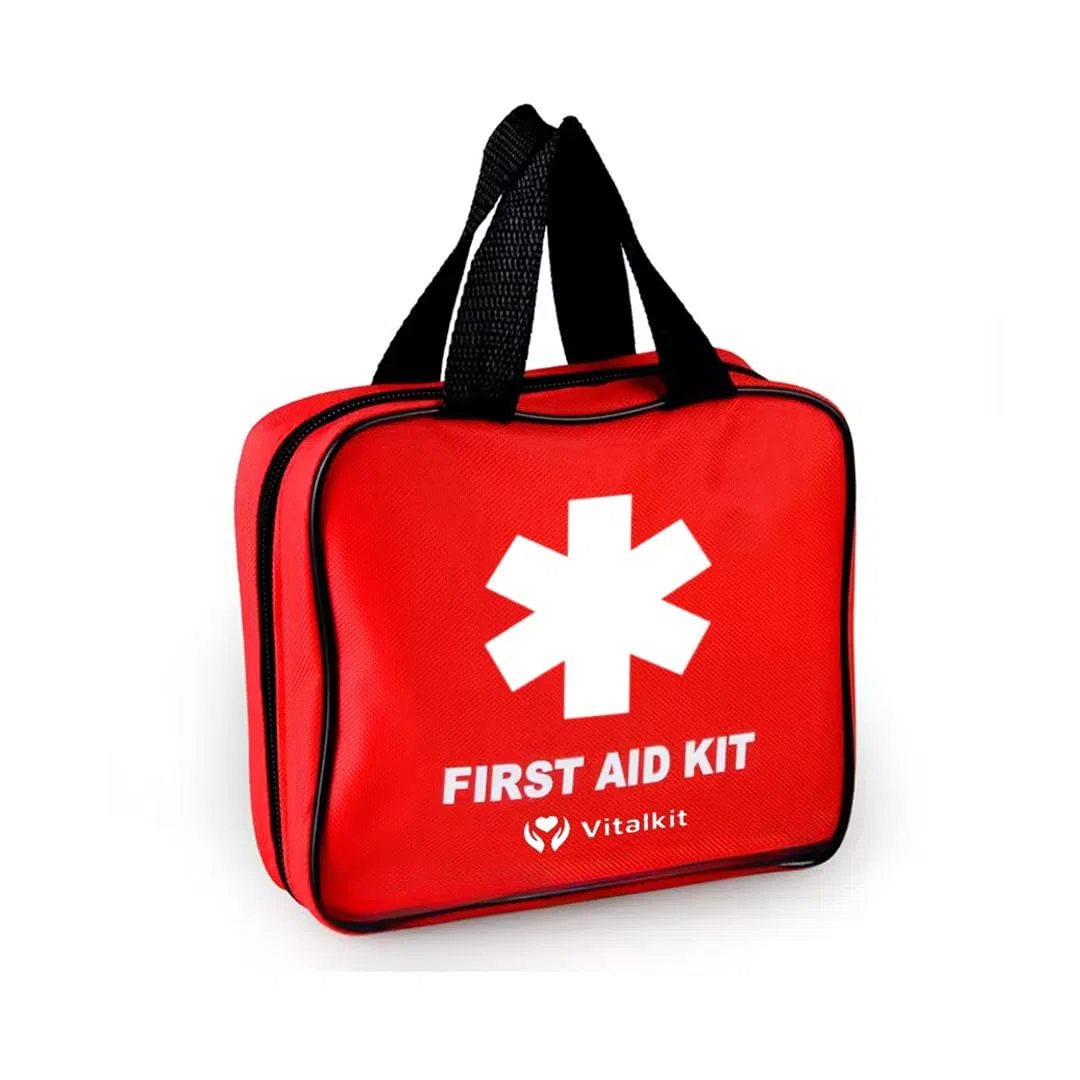 Kit 100 Pièces de Premiers Soins Trousse de secours complète pour la maison, travail, voiture, camping, randonnée - Trousse de Premiers Secours Compacte et Complète dans une Pochette de 19x16x5cm