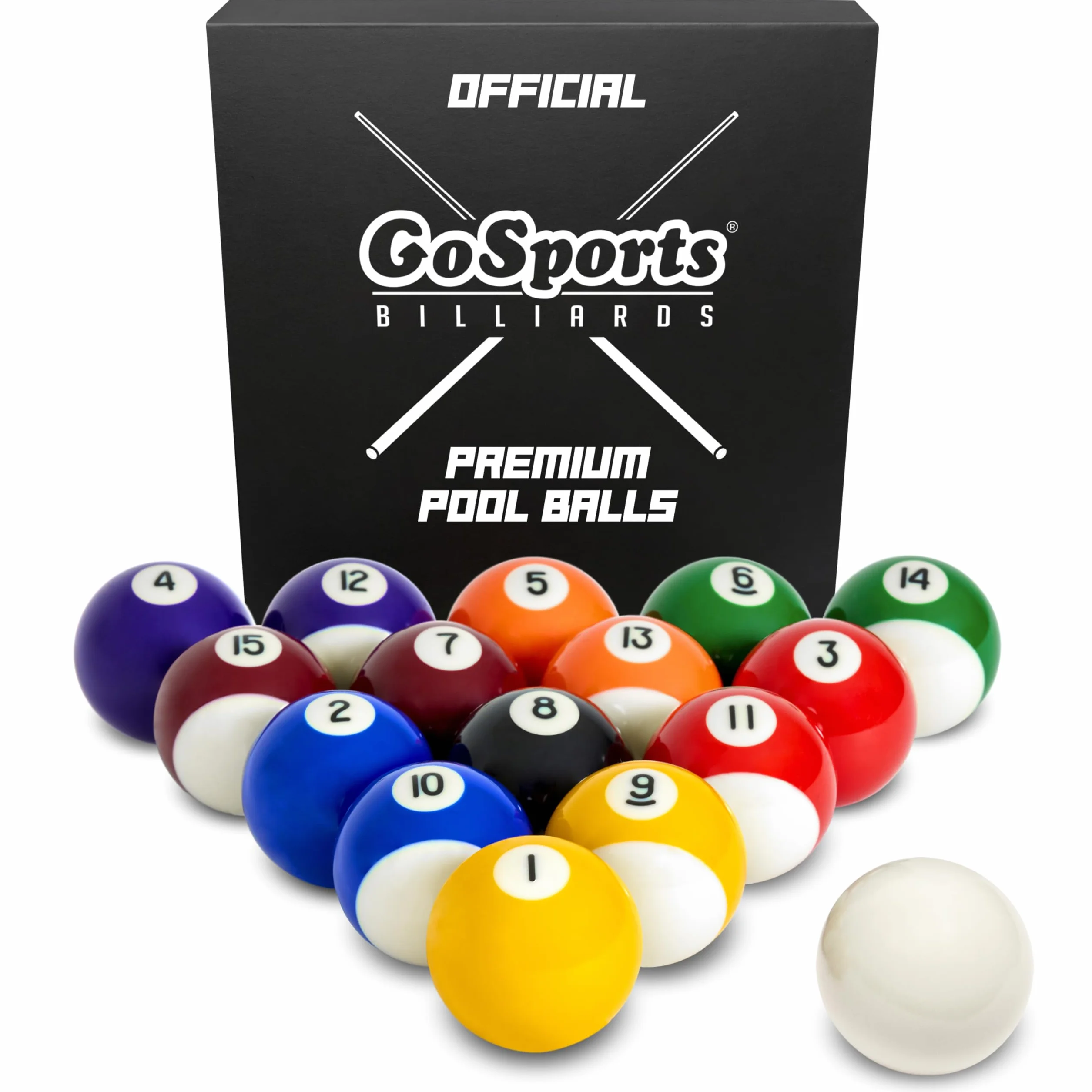GoSports Ensemble de 16 Boules de Billard Professionnelles et Réglementaires
