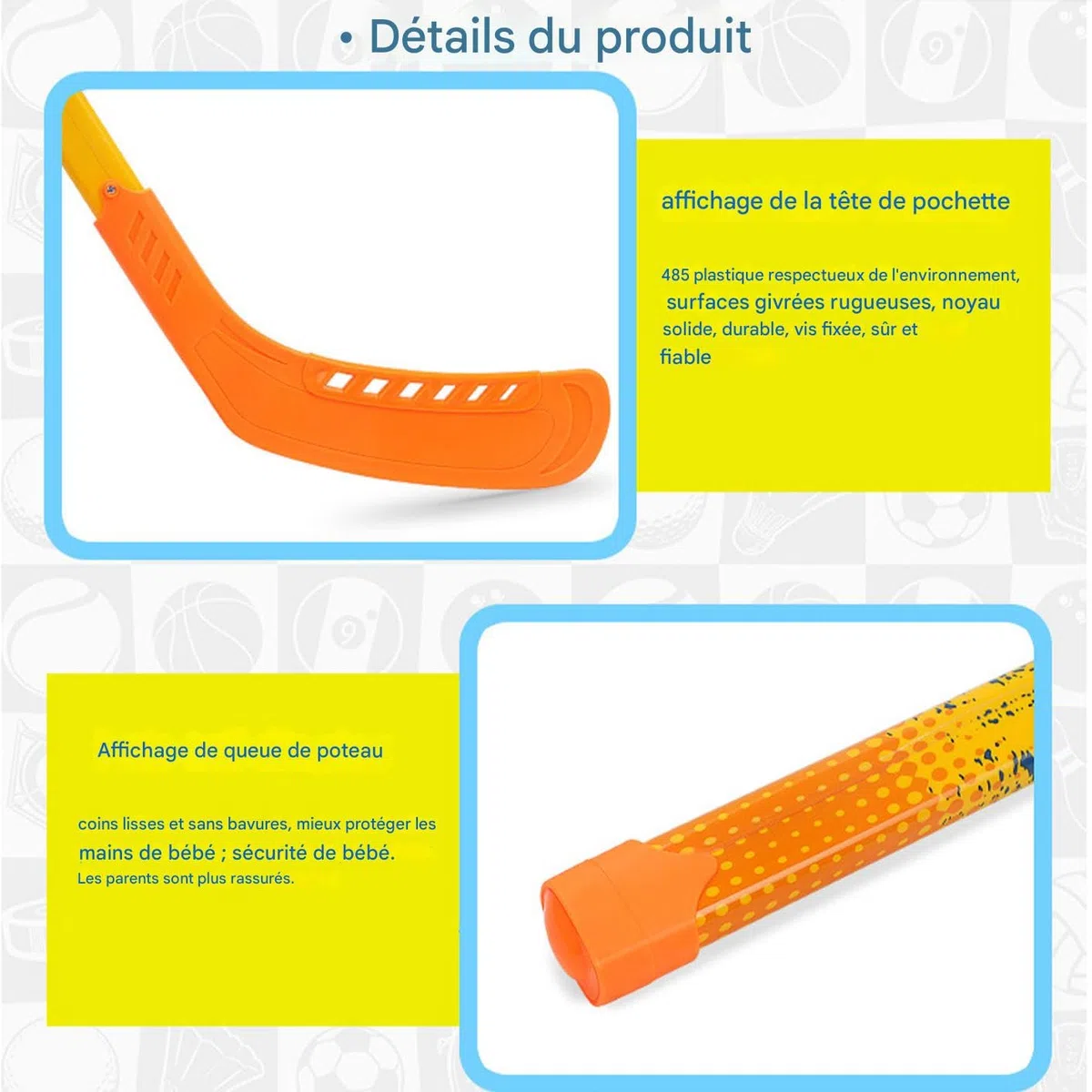 Générique Ensemble de Hockey en Plein air, bâton de Hockey pour Jeunes, Ensemble de bâtons et balles de, de bâtons et de balles de pour Jeunes pour débutants, Ensemble de sur Glace