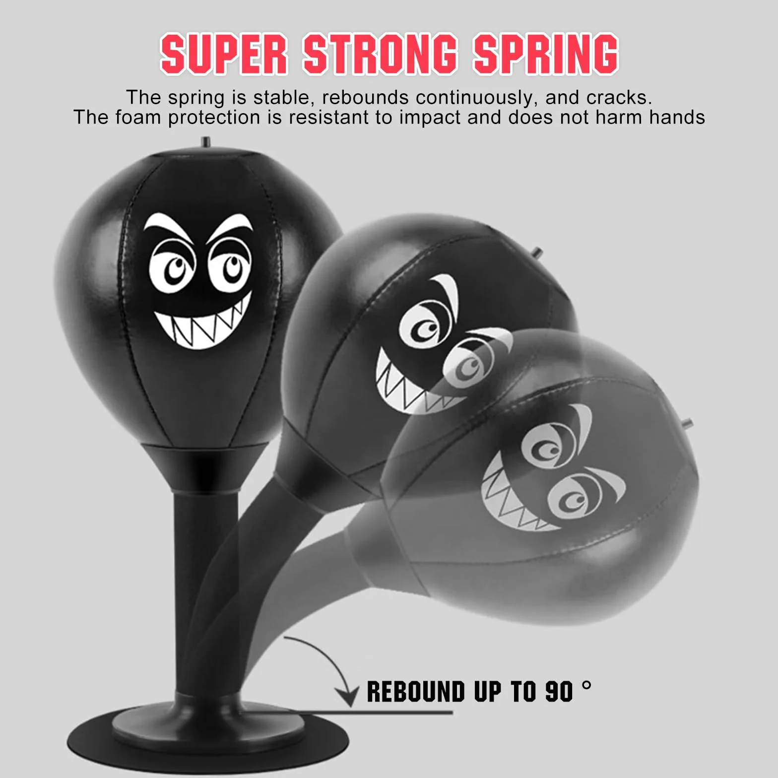 Sac De Frappe De Bureau, AC De Frappe De Bureau, Punching Ball, Sac De Frappe Debout, Table De Punching Ball, Gonflable avec Ventouse Pompe à air Cadeau pour Adultes, Enfants,Noir