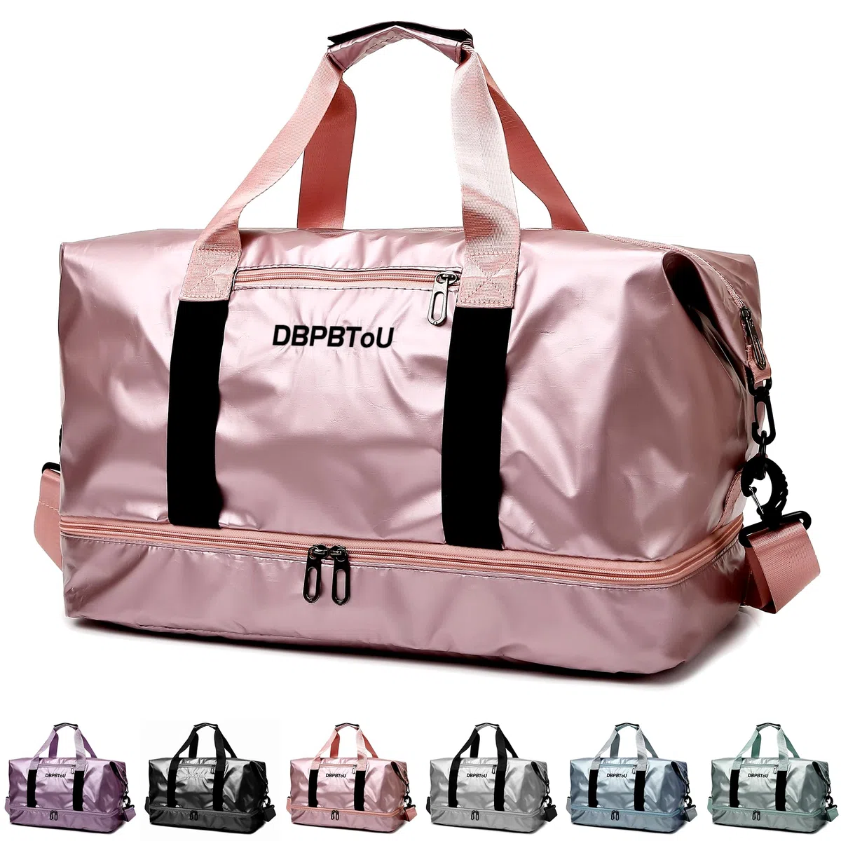 Sac de Sport Femme, Sac de Voyage Femme avec Compartiment à Chaussures et Compartiment Humide, Sac de Voyage avec Sangles pour Tapis de Yoga (Rose)