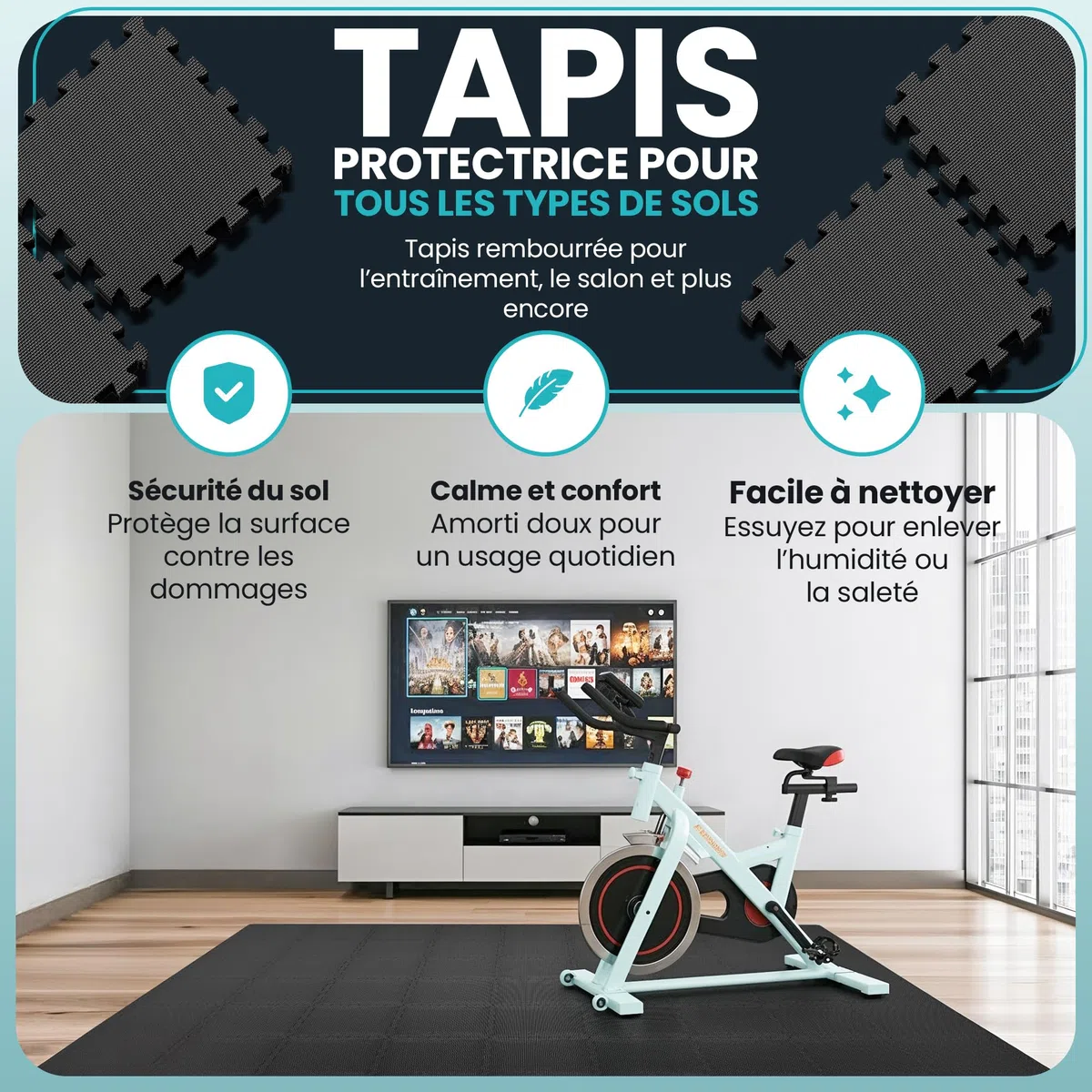 Tapis de Sport【Lot de 21 Tapis Puzzle】 EVA Tapis de Gym Antidérapant – Tapis de Sol a la Maison Gymnastique Fitness - Dalle Mousse Anti Vibration Revetement de Sol – Musculation Tatami Garage Piscine