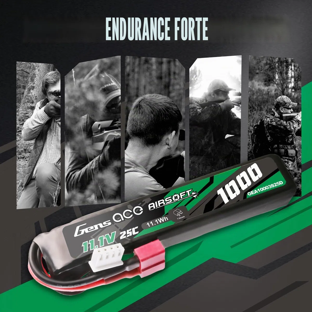 Gens ace 3S 25C 1000mAh 11.1 V 3S1P Batterie Lipo Airsoft Rechargeable avec connecteur Deans T pour Les Modèles Airsoft