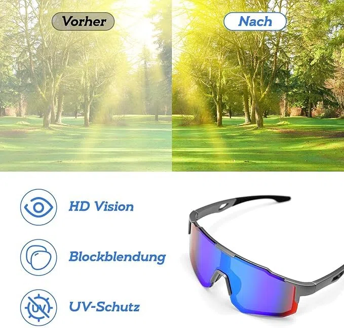 2 Pièces Lunette de Vitesse Homme et Femme Lunette Vitesse UV400 Lunettes Vitesse Homme pour Activités de Plein air Comme Le Cyclisme, La Course L'escalade La Pêche, Bleu + Rouge