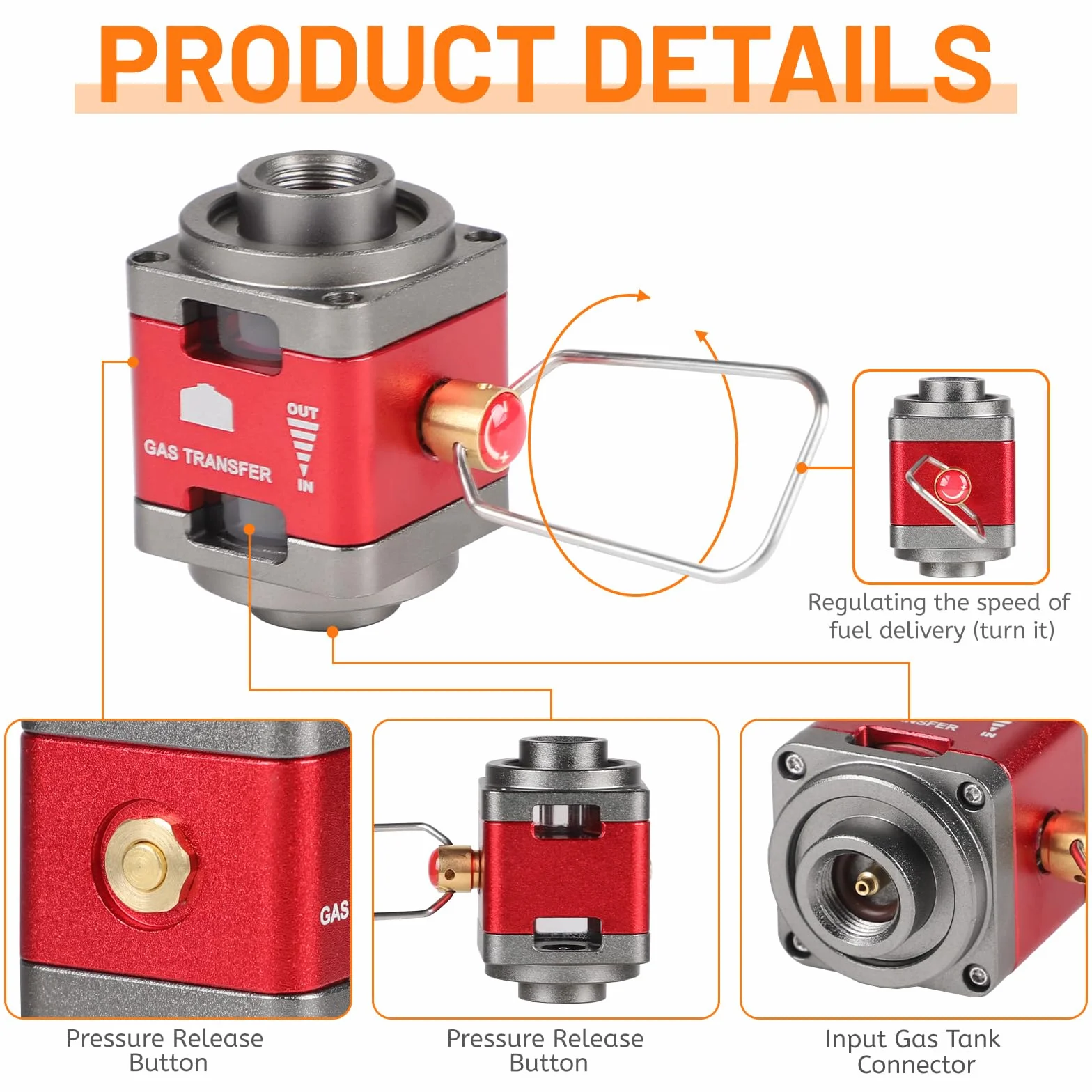 LALAGO Recharge pour Cartouche de Gaz Adaptateur-815, Valve de Gonflage à Pression de Gaz Portable avec Dac de Transport, Dispositif de Transfert Carburant pour Bouteilles avec Fenêtres Transparentes