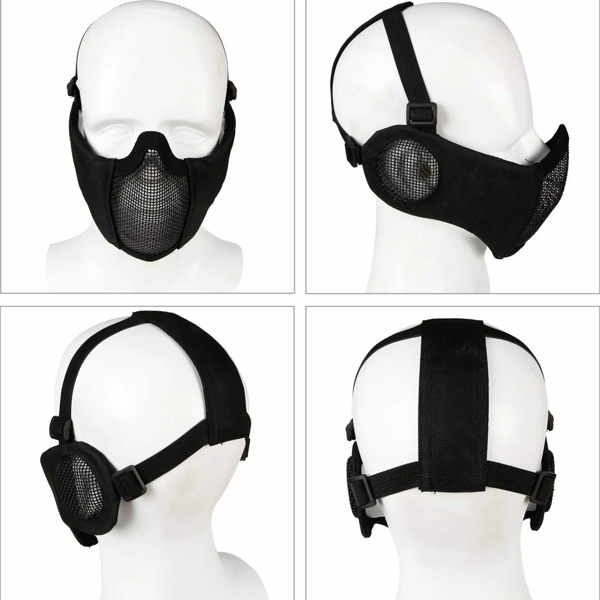 Masque pliable en maille avec protection des oreilles et casquette de baseball réglable pour CS/chasse/paintball/tir