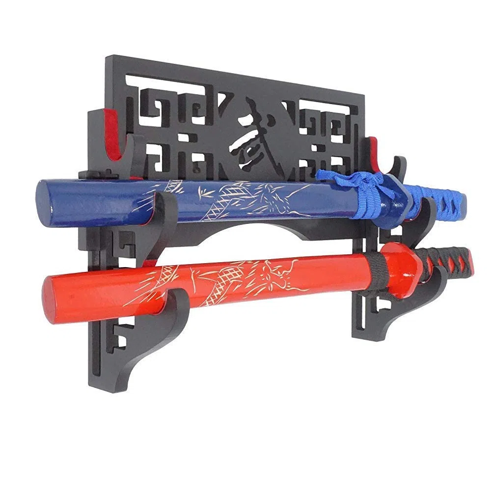 SHULI Support d'épée à Fixation Murale Support d'épée Samourai Japonais Support pour présentoir d'épées et épées standard-3-Tier