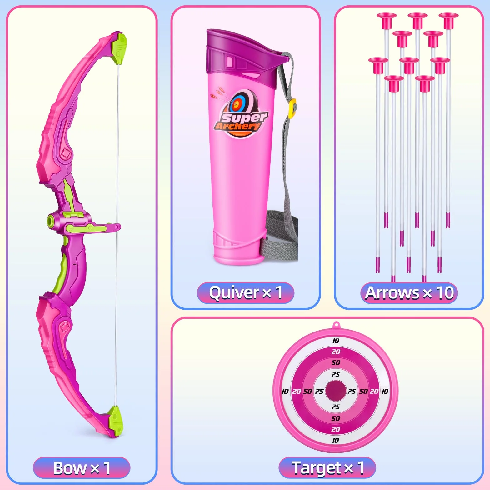 Own1one Ensemble Arc et Flèche pour Enfants avec Lumières LED, Jouet de Tir à l'arc avec à Ventouse, Jeux Exterieur Enfant 3 4 5 6 Ans