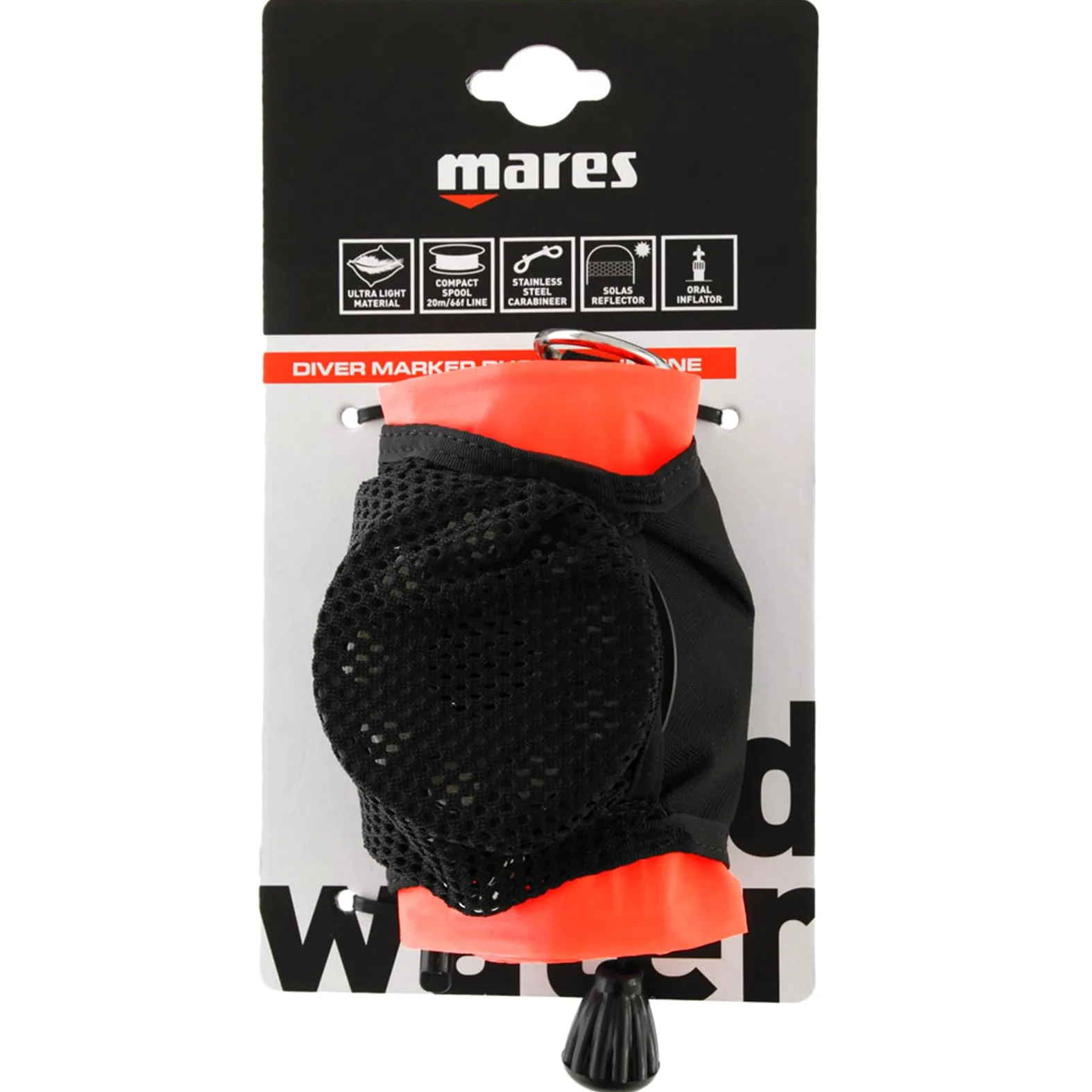 Mares Bouée Marker Buoy All-in-One - Parachute Plongée 180cm, Bande Solas Réfléchissante, Moulinet 20m Intégré, Orange Vif