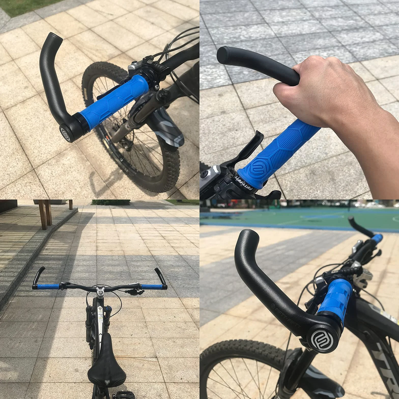FIFTY-FIFTY Extrémités de guidon de vélo, extrémités de guidon en alliage d'aluminium, VTT(bleu)