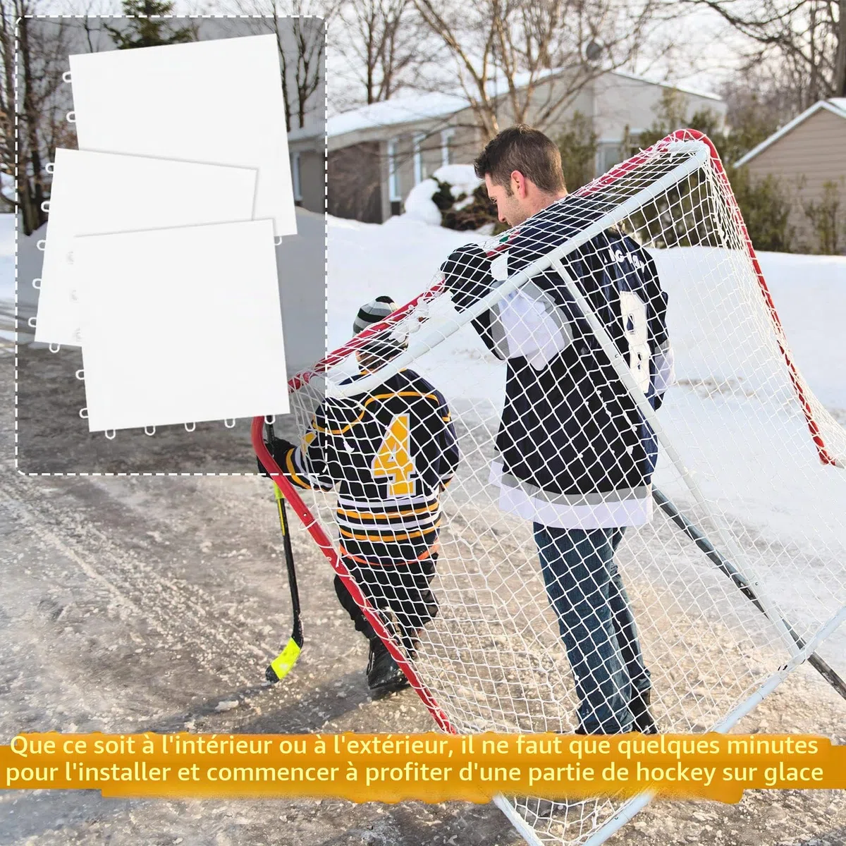 Fabbay Dryland Lot de 8 dalles de glace synthétiques pour tapis de sol de hockey – 30,5 x 30,5 cm – Équipement d'entraînement de hockey pour le tir en extérieur (blanc)