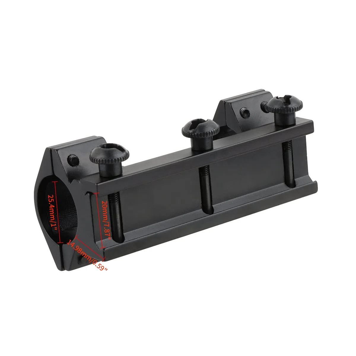 Profile Bas Anneaux Scope - 25.4mm Airsoft Anneaux de Montage Adaptateur en Forme 20mm Weaver/Picatinny Rail Mount