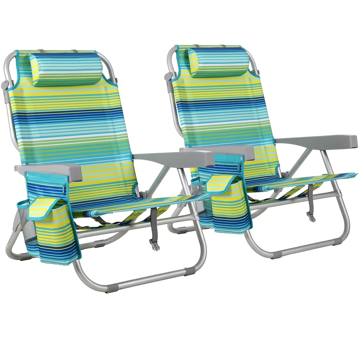 LIFERUN Chaise Pliante de Plage en Alliage d'Aluminium, Légère, Lot de 2, Chaise Pliante Portable comme Un Sac à Dos, Chaise de Camping, Inclinable, Charge Maximale 150 kg, Chaise Pliante d'Extérieur