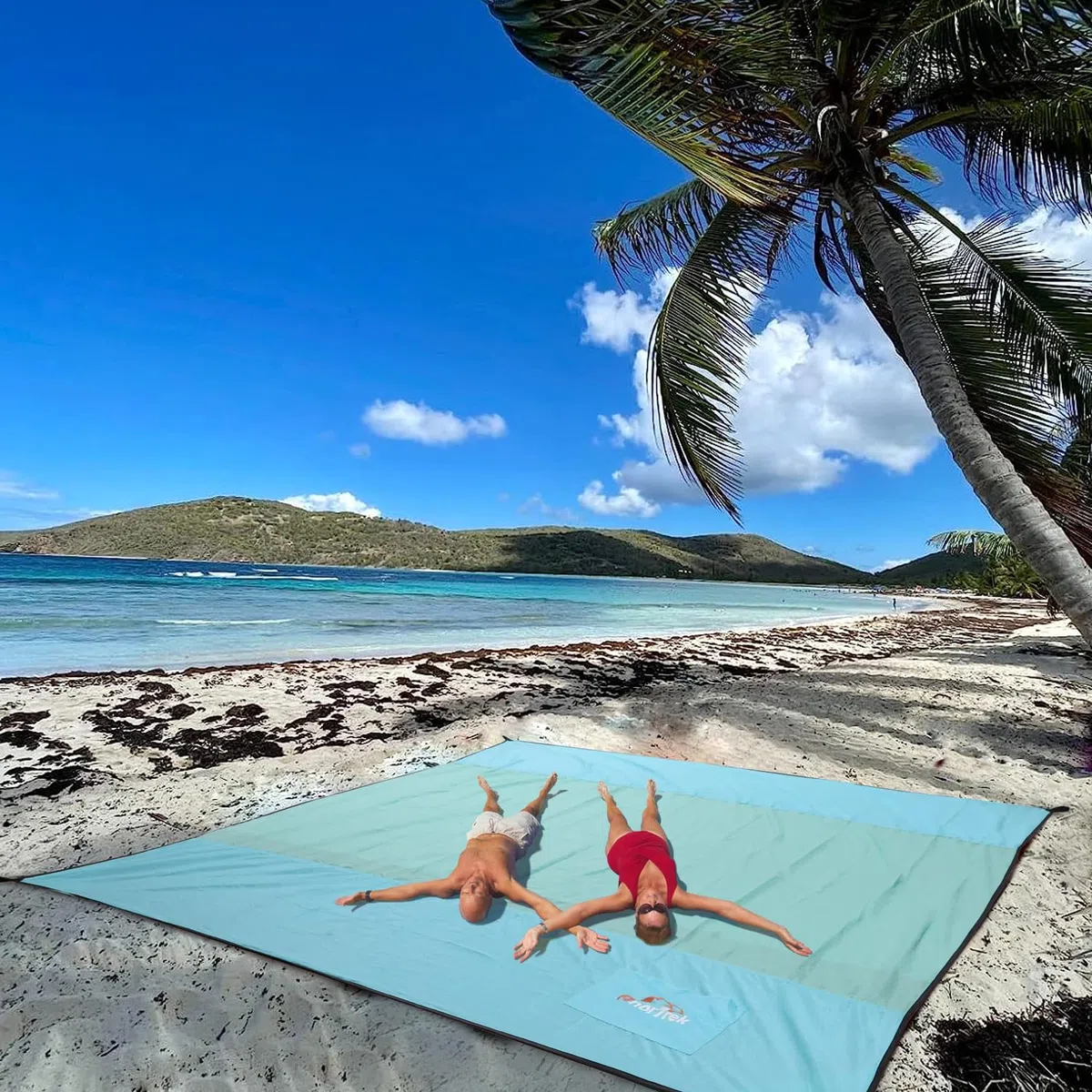 AnorTrek Couverture de Plage sans Sable, Grande Serviette de Plage imperméable,300 x 300 cm, Couverture de Plage sans Sable à séchage Rapide, légère, Douce et Durable