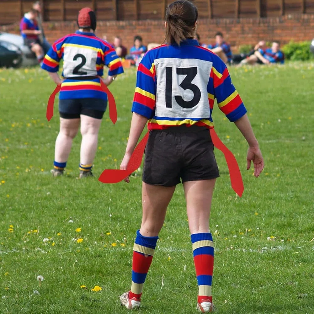 Flag Ceinture de football réglable pour 14 joueurs pour compétitions d'entraînement sportif (rouge et bleu)