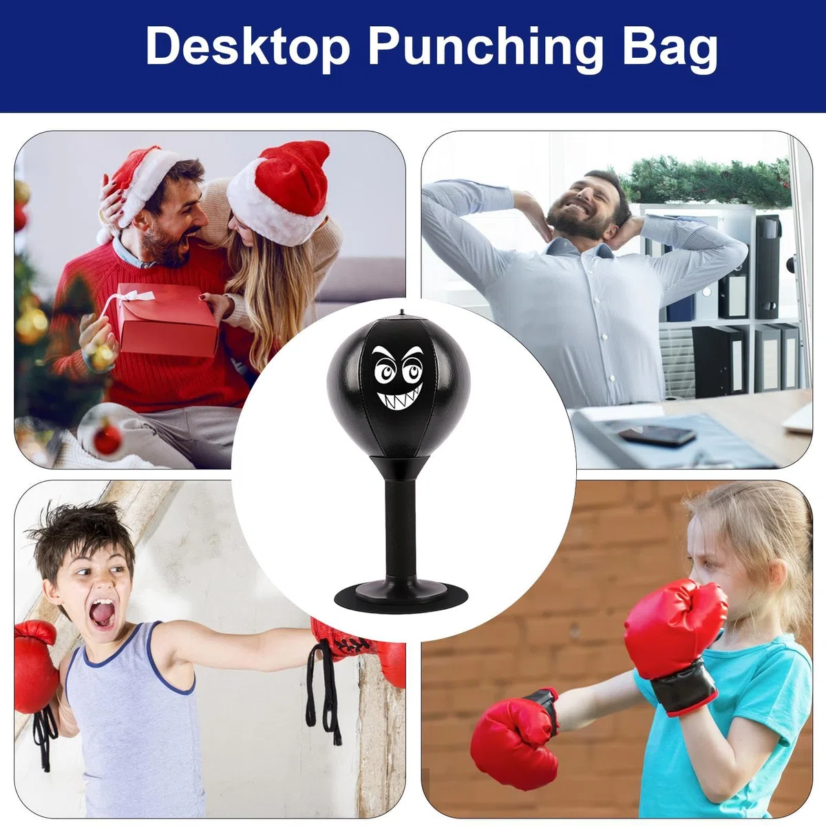 Punch Amusant de Bureau | Réducteur de Pression pour Sac Fun Punch Rage | Jouets Funpunch Anti-Stress avec Pompe et Ventouse, valves de Pression | Jouets de Sac de Frappe de Bureau pour Enfant et