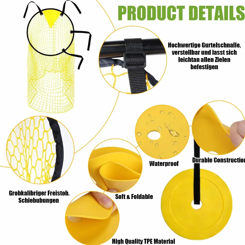 Filet de Cible de Football 2 Pièce, 45 x 60cm Filet Cible Football Pliable avec Sangles Réglables, Buts d'Entraînement pour Précision avec 5 Cible Mobile, pour Précision Cible pour Tirs