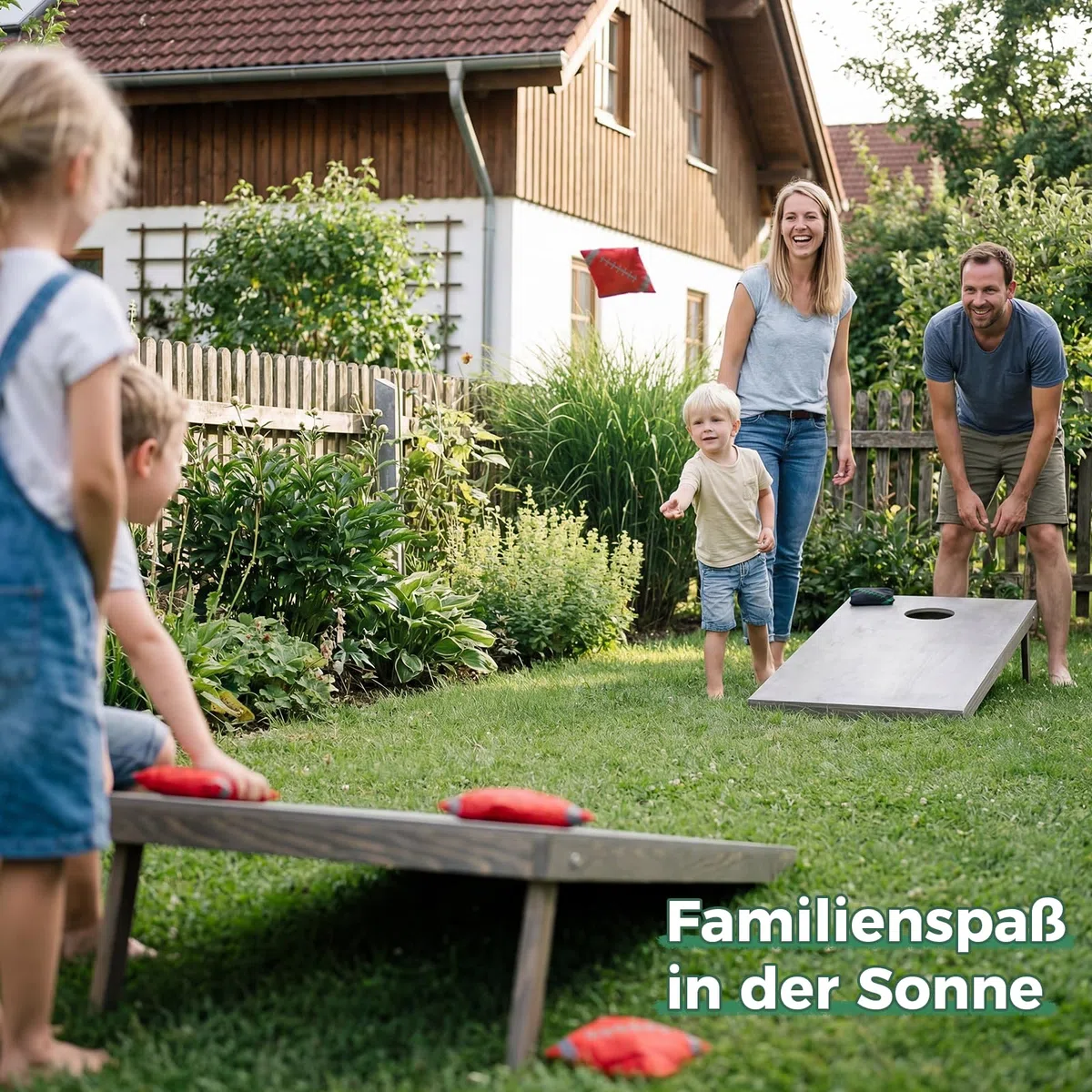 Cornhole - Kit d'extérieur en bois véritable - 120 x 60 cm - Bean Bag Game avec 10 sacs et sac - Jeu professionnel pour adultes, enfants, jardin, plage, camping - Accessoires officiels de tournoi