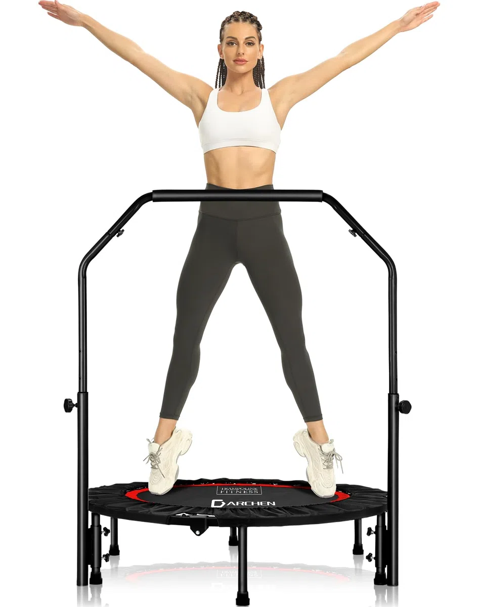 DARCHEN Mini trampoline Rebounder de 200 kg pour adulte, petit trampoline d'intérieur pour l'exercice, l'entraînement, le fitness, ressorts de conception améliorée pour un rebond plus sûr et plus