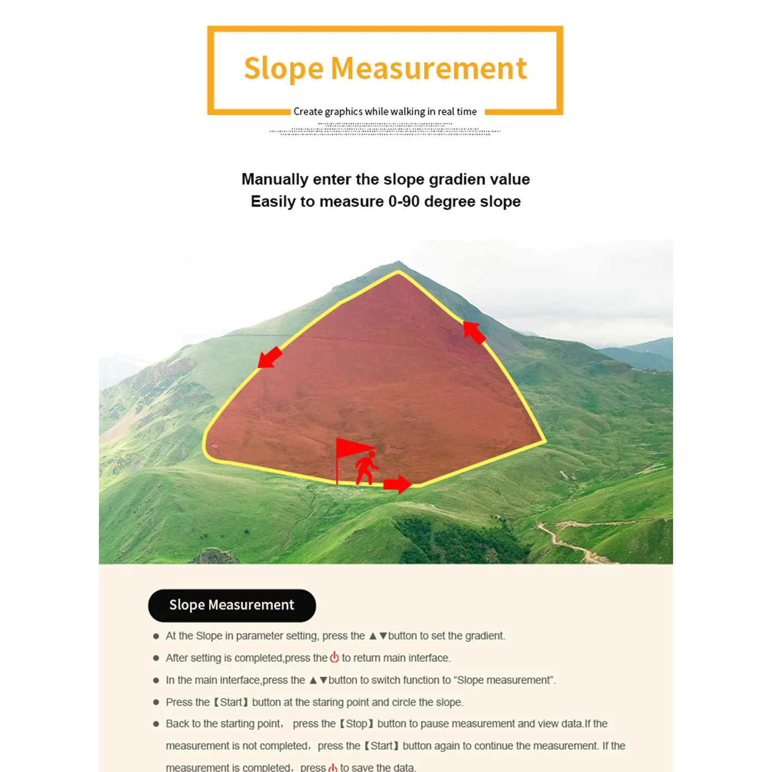 GPS Randonnée Étanche – 2.4 Pouces, Guidage Vocal, Mesure Surface/Distance/Pente, Extérieur Robust