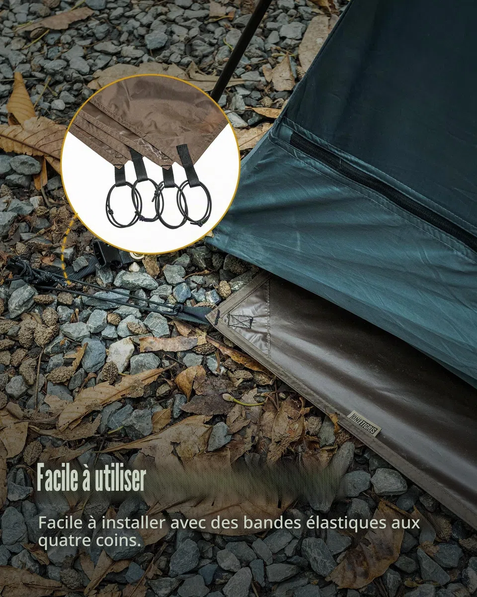 OneTigris Bâche de sol pour tente multi-usages imperméable 2000 mm avec sac de transport pour camping, randonnée et pique-nique 200 x 120 cm