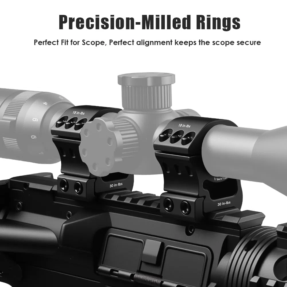 Home Safety 25,4 mm 1" et 30 mmAnneaux de Montage Précis Picatinny, Support de Lunette de Visée à Hauteur Réglable pour 11mm / 20mm Rail Metallique