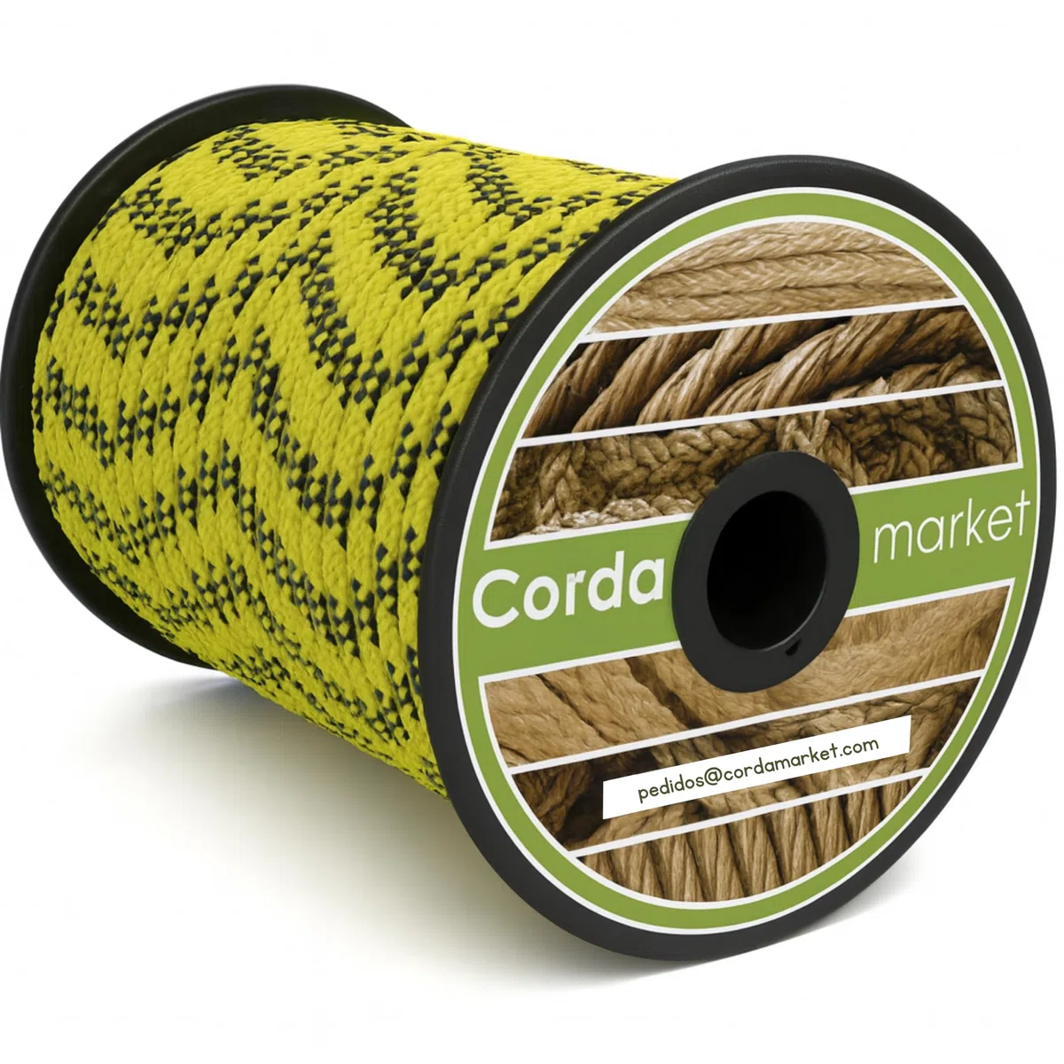 Cordamarket 8mm Corde drisse Mixte, Jaune Fluo, 50mts