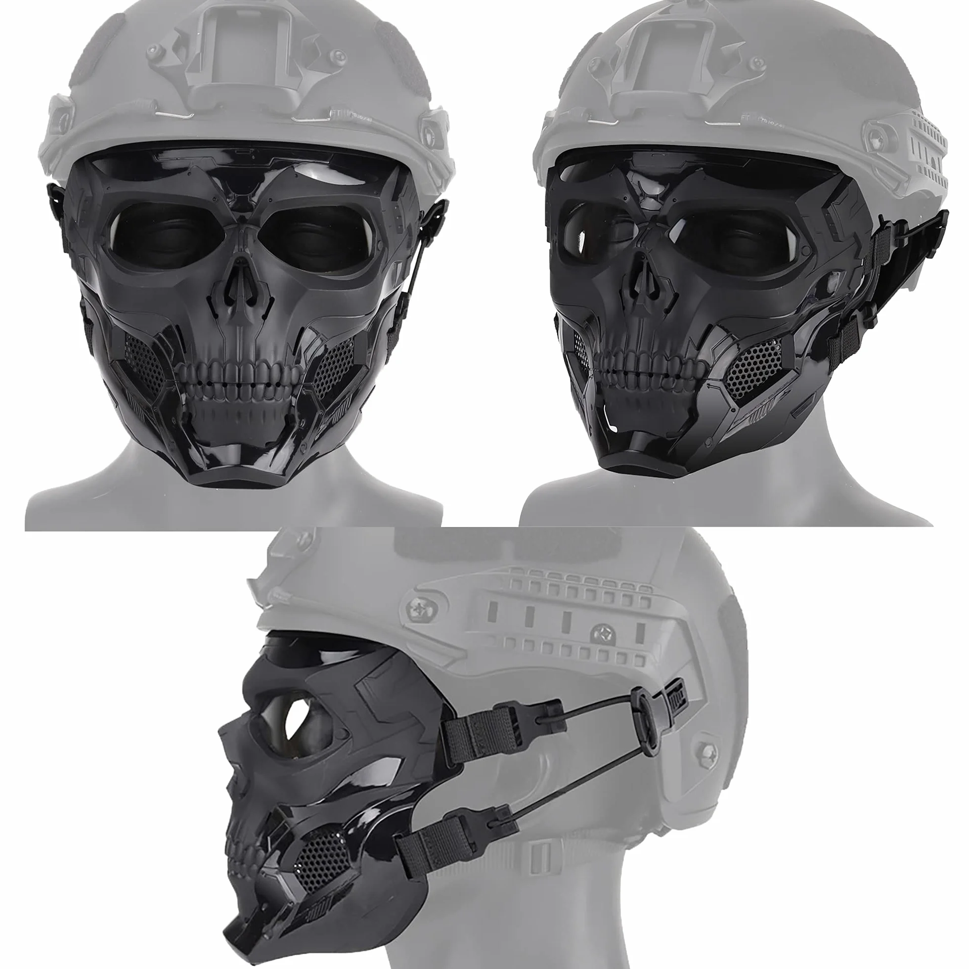 Airsoft Crâne Tactique Messenger Masques De Protection en Plein Masque pour Halloween Chasse Paintball CS Wargame