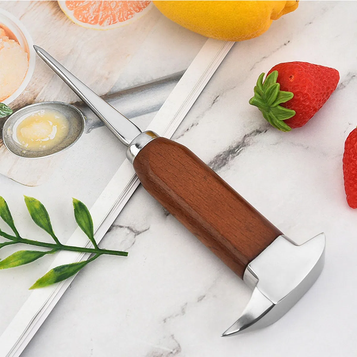 1 pic à Glace de 6,7 Pouces en Acier Inoxydable avec Manche en Bois, Marteau à Glace Portable, Outil de pic à Glace de Style Japonais pour Bars, Cuisines, Pique-niques, Camping (U126-1)