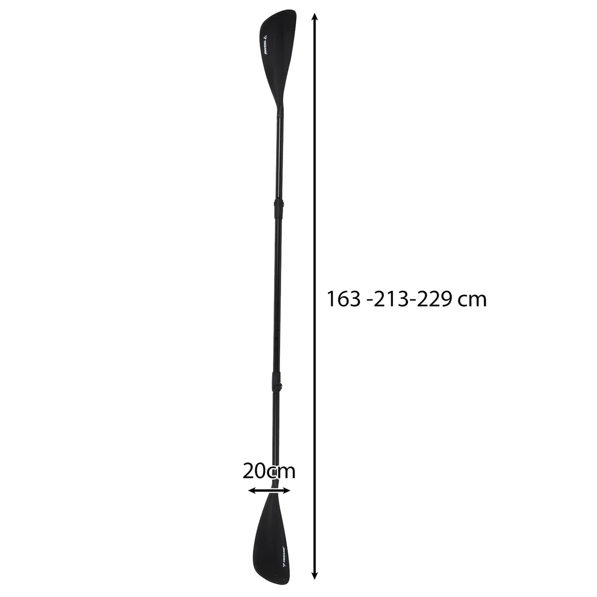 TRIZAND Pagaie SUP et kayak 2 en 1 - Réglable de 163 à 229 cm - 4 pièces - Légère et robuste - Aluminium + nylon - Pour paddle et kayak - Noir