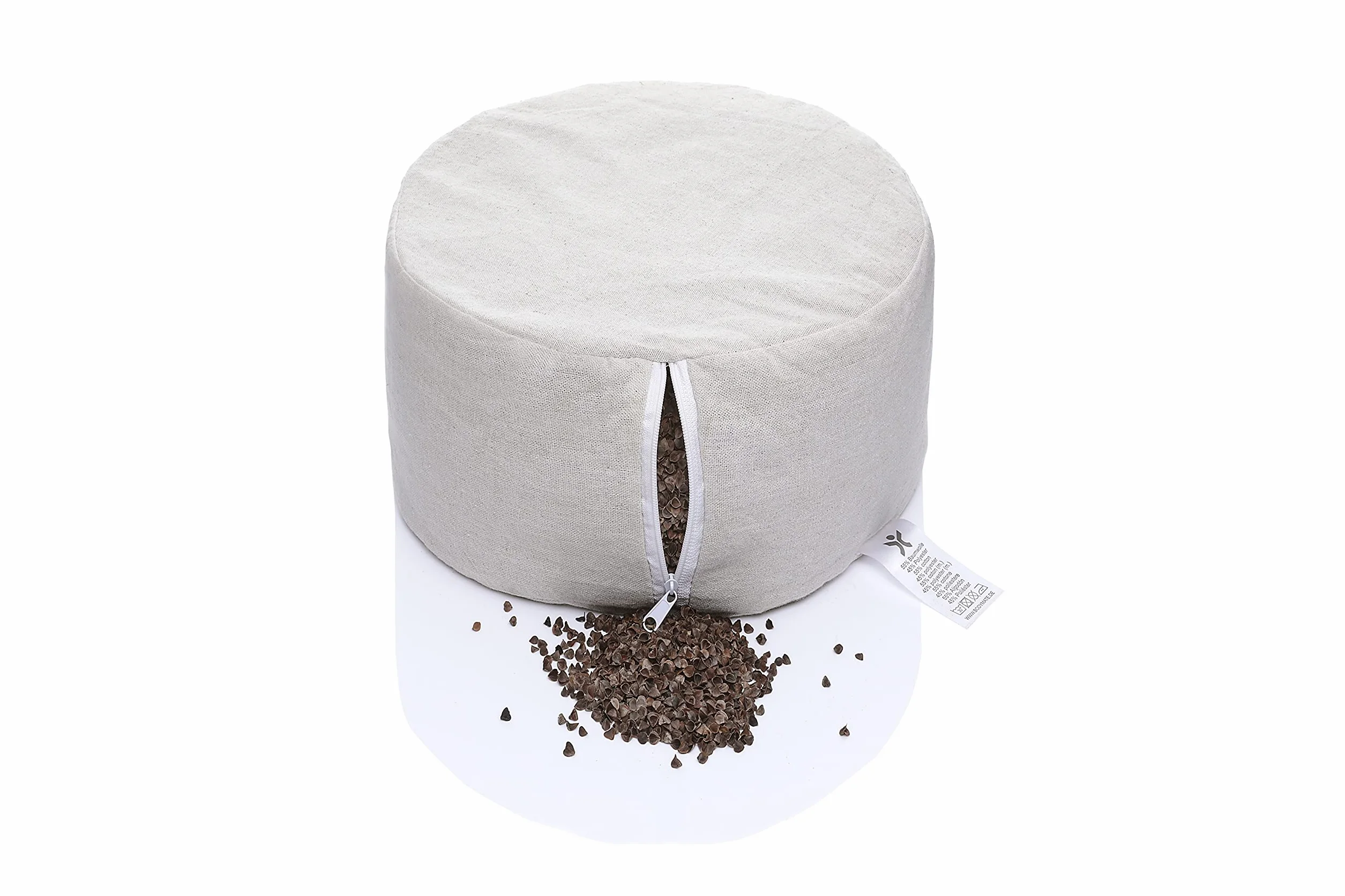 BODYMATE Coussin de méditation & Yoga (zafu) H16cm Ø31cm - Rembourrage en Coques de Sarrasin, Housse en Coton Lavable en Machine - Divers Coloris