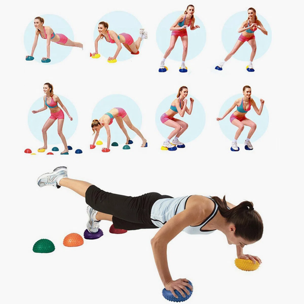 Boule H'équilibre Hérisson, Demi Balles de Yoga Pied de Massage, Balance Disque Gonflable d'équilibre de Yoga Hérisson, Coussin de Balance pour Entraînement Sport Fitness Exercice
