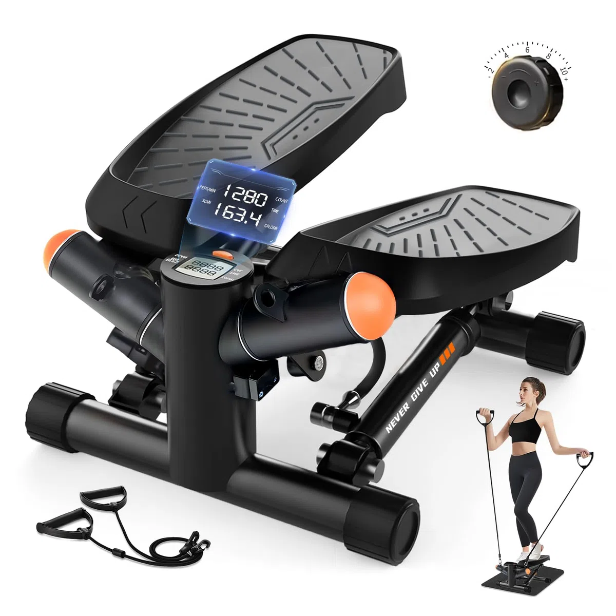 Mini Stepper pour la Maison avec Power Ropes Stepper Fitness Up Down Swing avec écran Intelligent pour la Maison, Home Trainer 150 kg