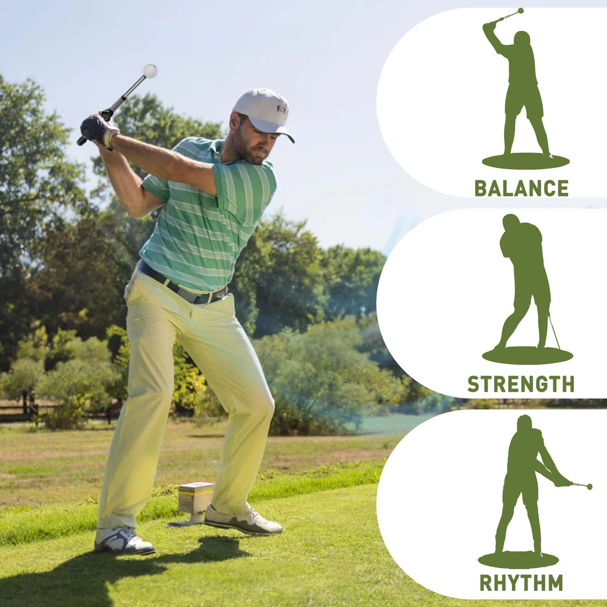 Aide à l'entraînement au Swing de Golf rétractable, entraîneur de poignée de Golf et entraîneur de Swing de Golf pour l'échauffement, Club de Golf pour droitier pour la Pratique en intérieur,